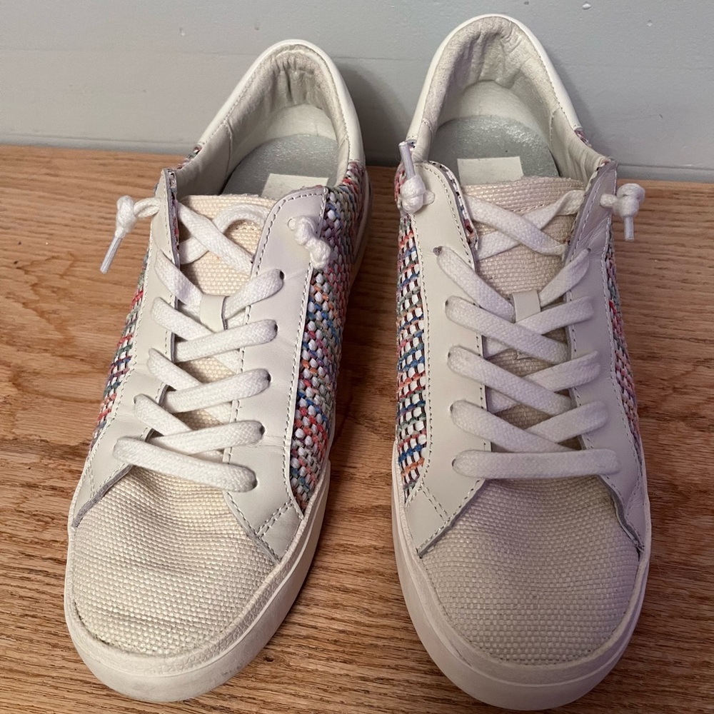 Dolce Vita White Multicolor Women's Knit Slip-On Sneakers